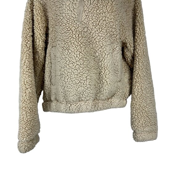 Sage Collective Womens Beige Sherpa Fleece Quarter Zip Pullover Jacket Size XS - Picture 2 of 6